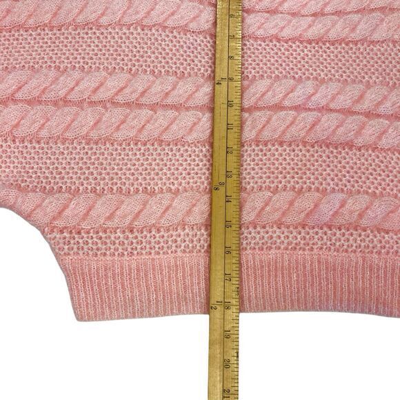 ASOS Crop Sweater Womens 6 Pink Chunky Cable Knit Crew Neck Oversize Winterwear - Picture 13 of 16